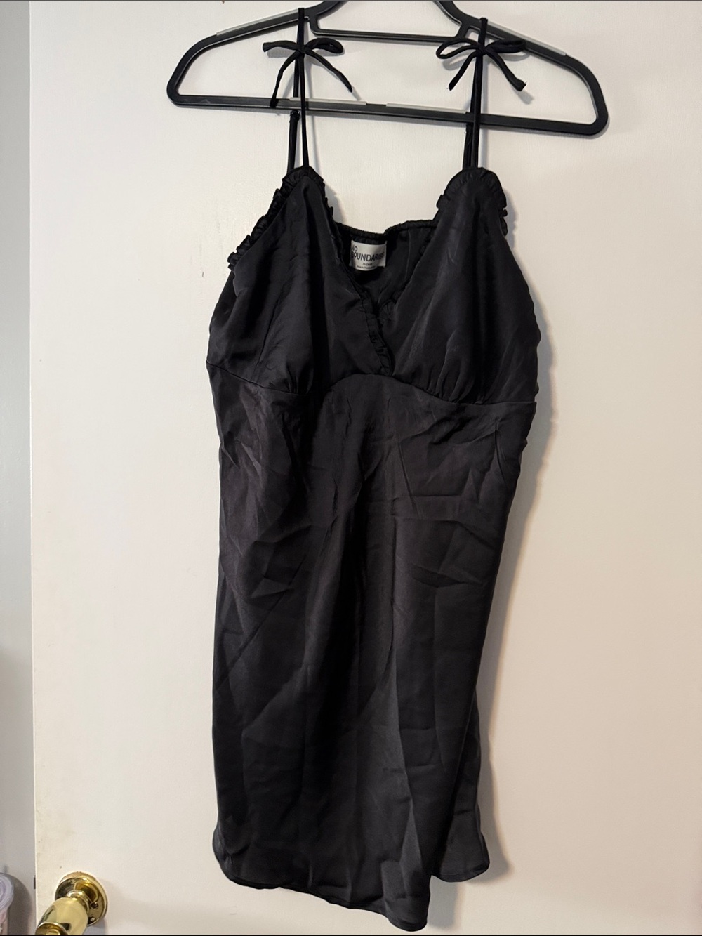 No Boundaries Black Satin Tie-Strap Slip Dress